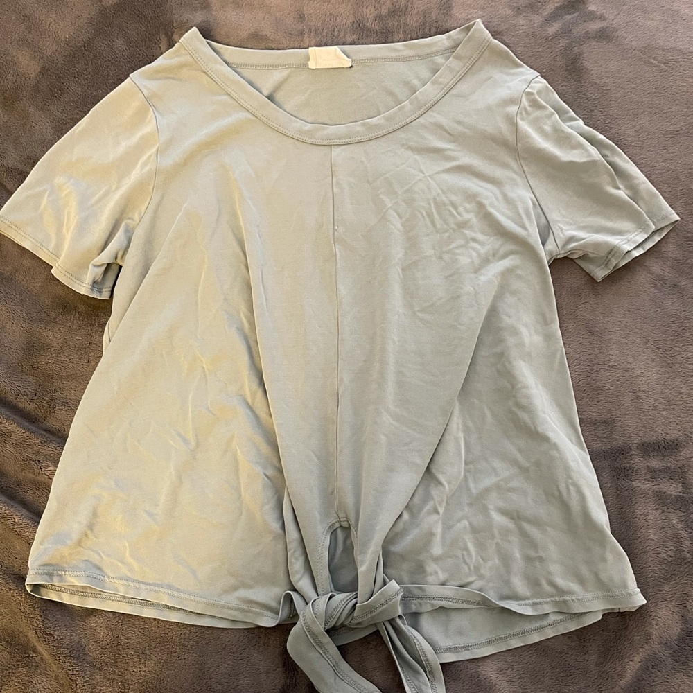 Sage green tie front top